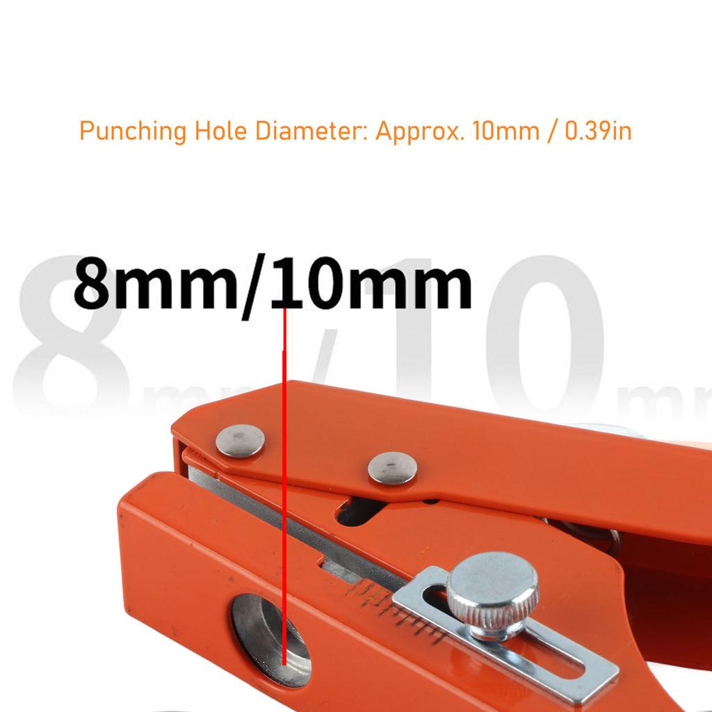 Single Hole Punch Heavy Duty Handheld Edge Banding Punching Pliers Tool for PVC Cards 10mm Flat Oblique Opening