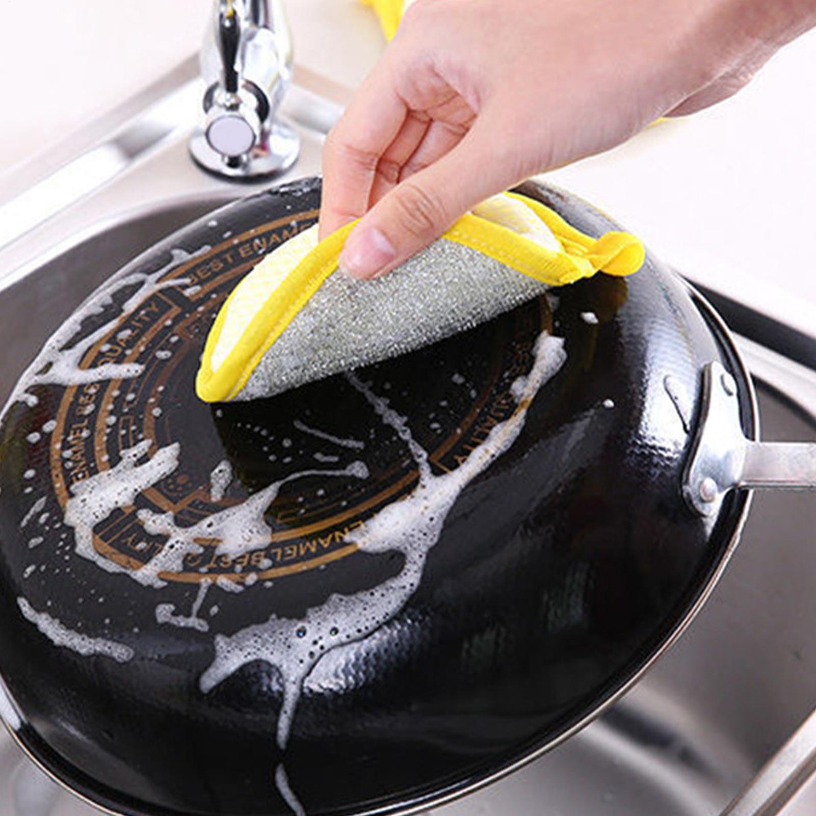 1Pcs Double Side Dishwashing Sponge Dish Washing Brush Pan Pot Dish Wash Sponges Household Cleaning Kitchen Tools CN