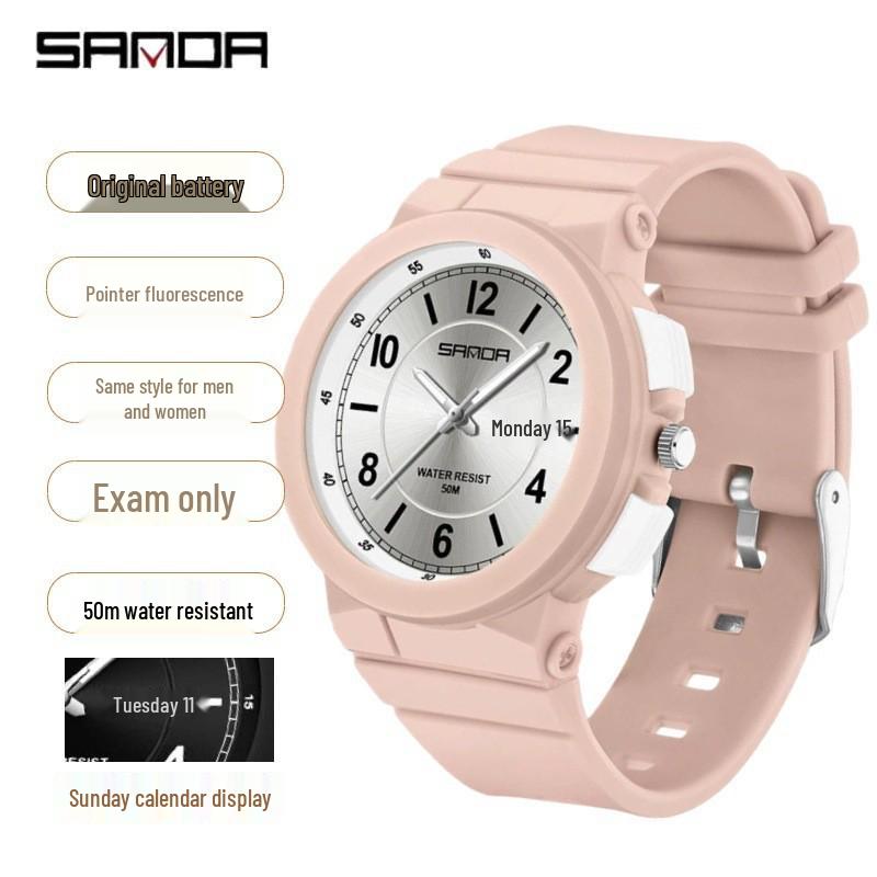 Sanda Fashion Youth Quartz Wristwatch: Casual Digital, Dual Calendar, Luminous, Waterproof, Unisex.