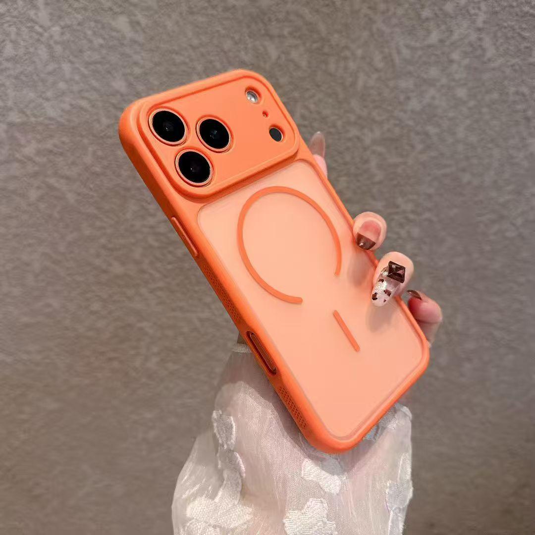 

Matte Case for Magsafe Mag Safe iPhone 17 Air 16 Pro Max 15 Plus 14 13 12 11 17 Pro Frosted Translucent Shockproof Anti- Fingerprints Back Phone Cover iphone11PROMAX оранжевый