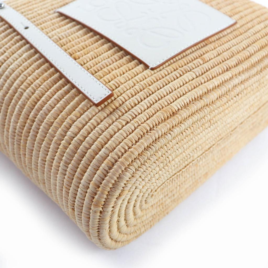Excellent LOEWE Handbag Square basket bag small Natural/white Raffia A223099X08 Used