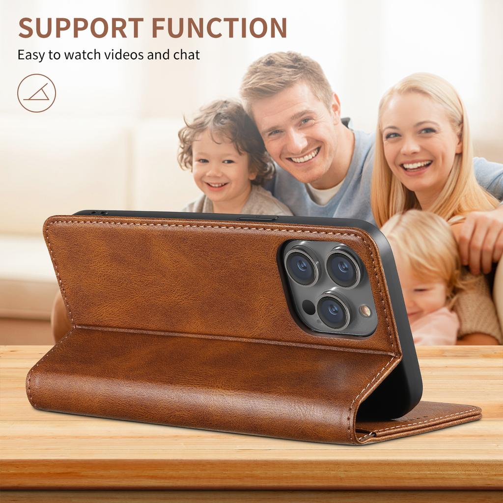 For iPhone 15 Pro Max Wallet Case PU Leather Magnetic Flip Case with Card Holders Stand TPU Inner Shell Cover for iPhone 15 Plus