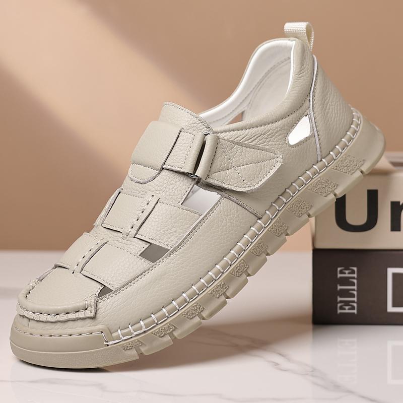 Fashion Outdoor Summer Men Sandals Genuine Leather Mens Casual Shoes Outdoor Male Beach Slippers Leisure Walk Roman Shoes Wading Shoe