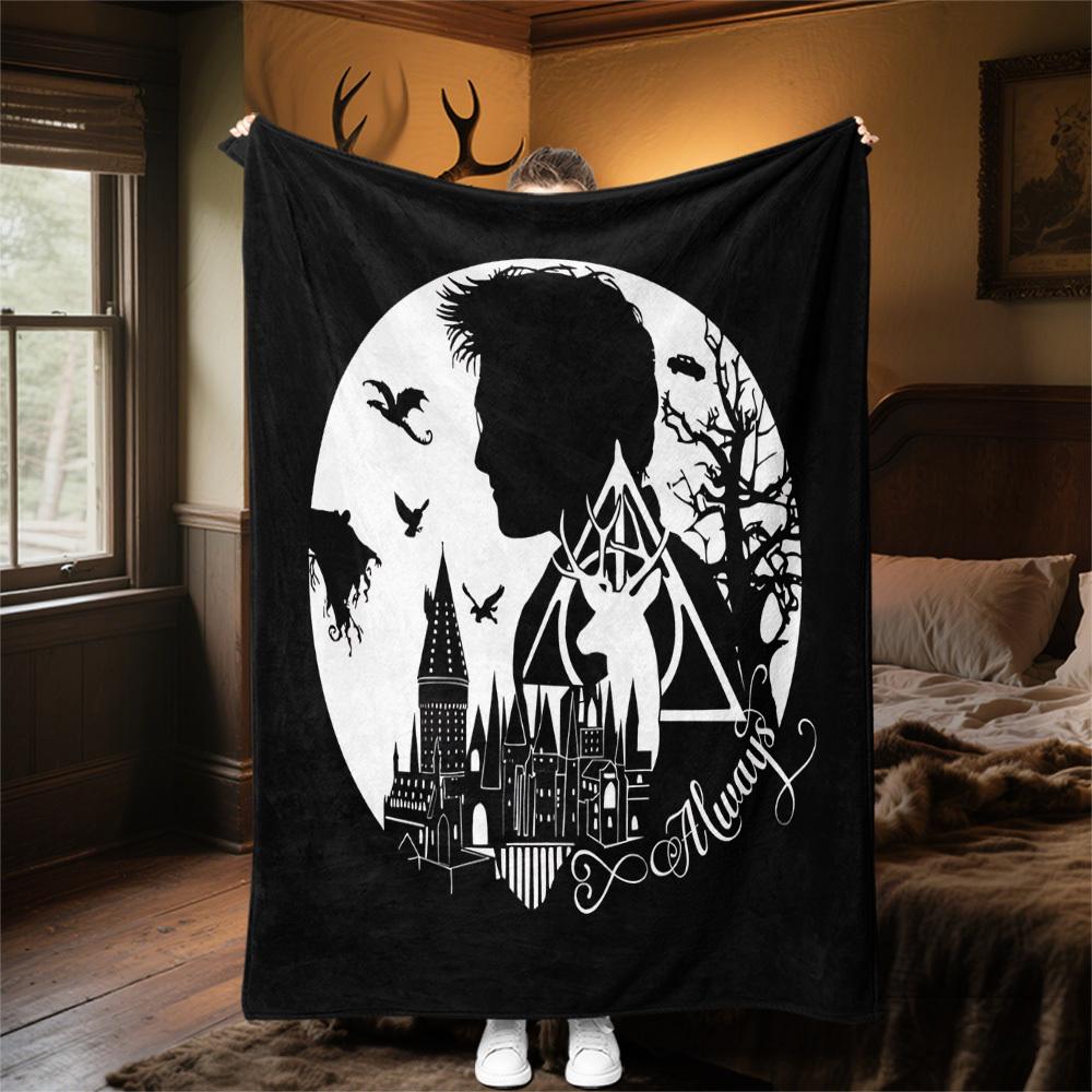 1pc Hogwarts Always Deathly Hallows Outdoor Flannel Throw Blanket All Season Soft Warmth,Home Decor 1031045