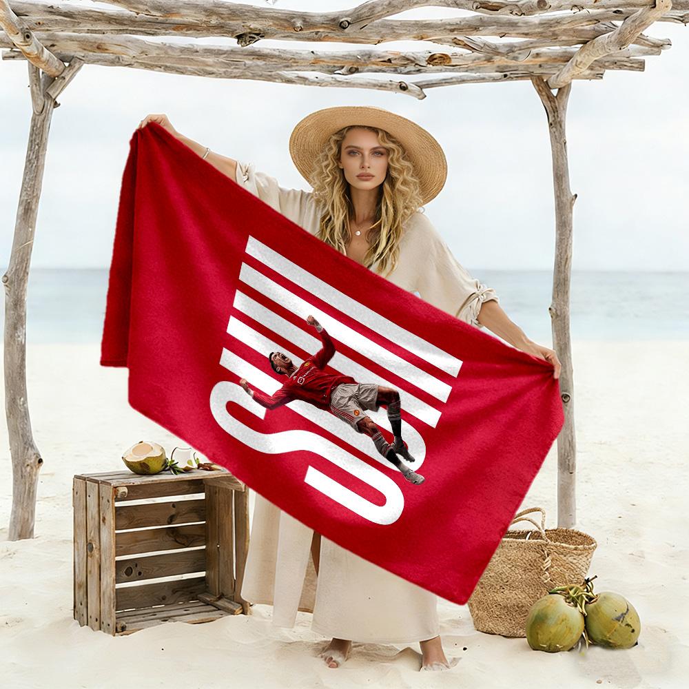 Soccer Player Celebration Beach Towel High Absorbency & Quick-Dry Comfortable Lightweight