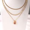 18K Gold Plated Three-Layer European Court Style Clavicle Necklace with Rectangular Cubic Zirconia