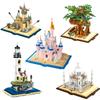 Creative Magic Book Building Block Magic Castle Tower Tree House Model Figure 3D Train Assembled Brick Toys for Birthday Gift
