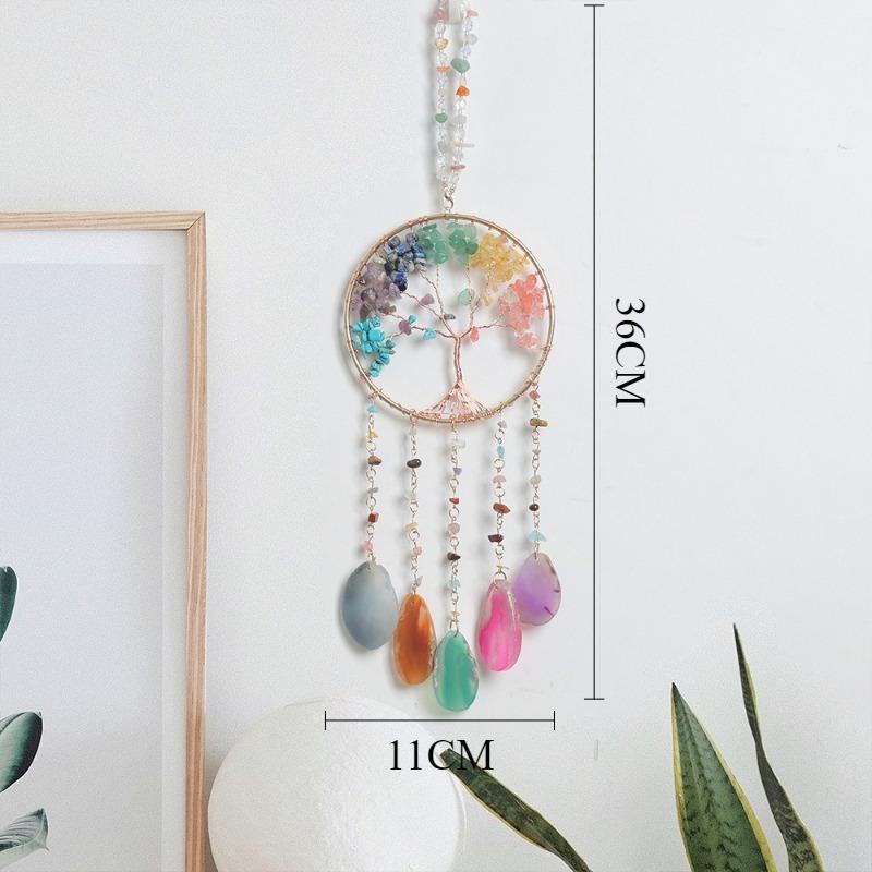 Luxury Agate Life Tree Dream Catcher Aesthetic Funny Wind Chimes Creative Art Macrame Ornament Home Wall Decoration Crafts Gift