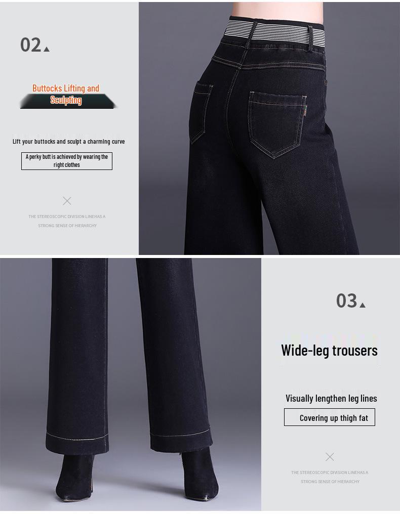 High Waist Wide Leg Women's Jeans - Plus Size, Slimming, Straight Loose Fit, 2025 Spring/Autumn Collection.