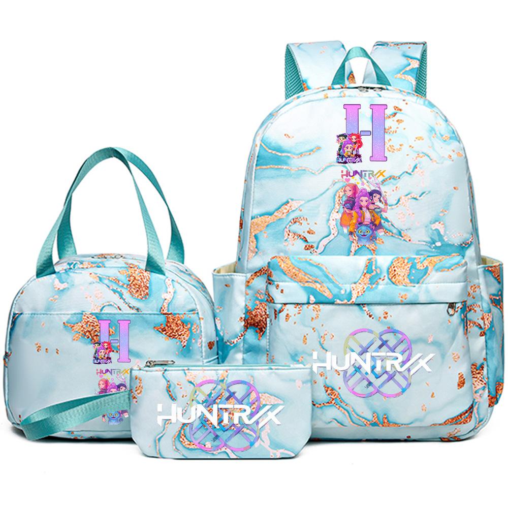 3Pcs/set Anime English Letter A-Z Printed Backpack Handbag Pencil Case for Teenager Student Girl Boy Bookbag Travel Bag Kid Gift