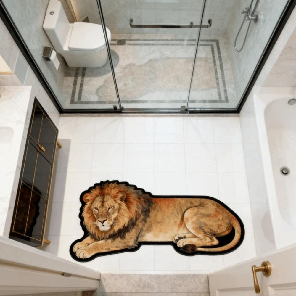 Anti-slip Lion Doormat 2D Flat Wolf Floor Mat Creativity Tiger Carpet Rug  Bedroom Bathroom