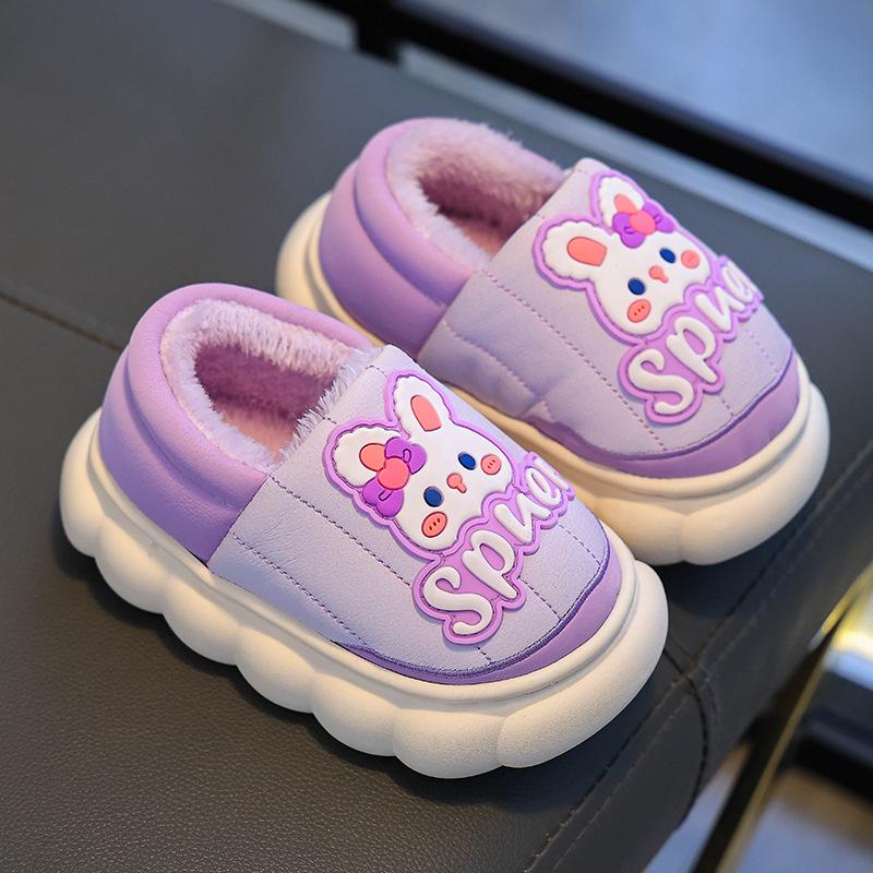 Winter 2024 Waterproof Cotton Slippers for Boys & Girls – Warm Plush Home Shoes