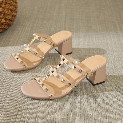 Mode Damen Sexy Mode Persönlichkeit High Heels Trend Knöchelriemen Sommer Nieten High Heel Sandalen Marke Designer Damen High Heels