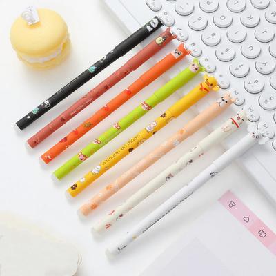 Set de stylos effaçables dessin animé 8 couleurs Écriture fluide Stylos gel Motifs animaux mignons Encre 0,7 mm Stylos gel effaçables pour réutilisable