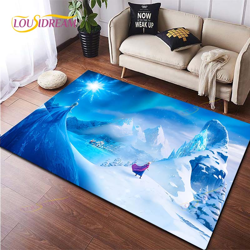 3D Printing Rug for Kitchen Doormat Bedroom Anime Frozen Carpets for Living Room Laundry Bathroom Non-slip Floor Mat