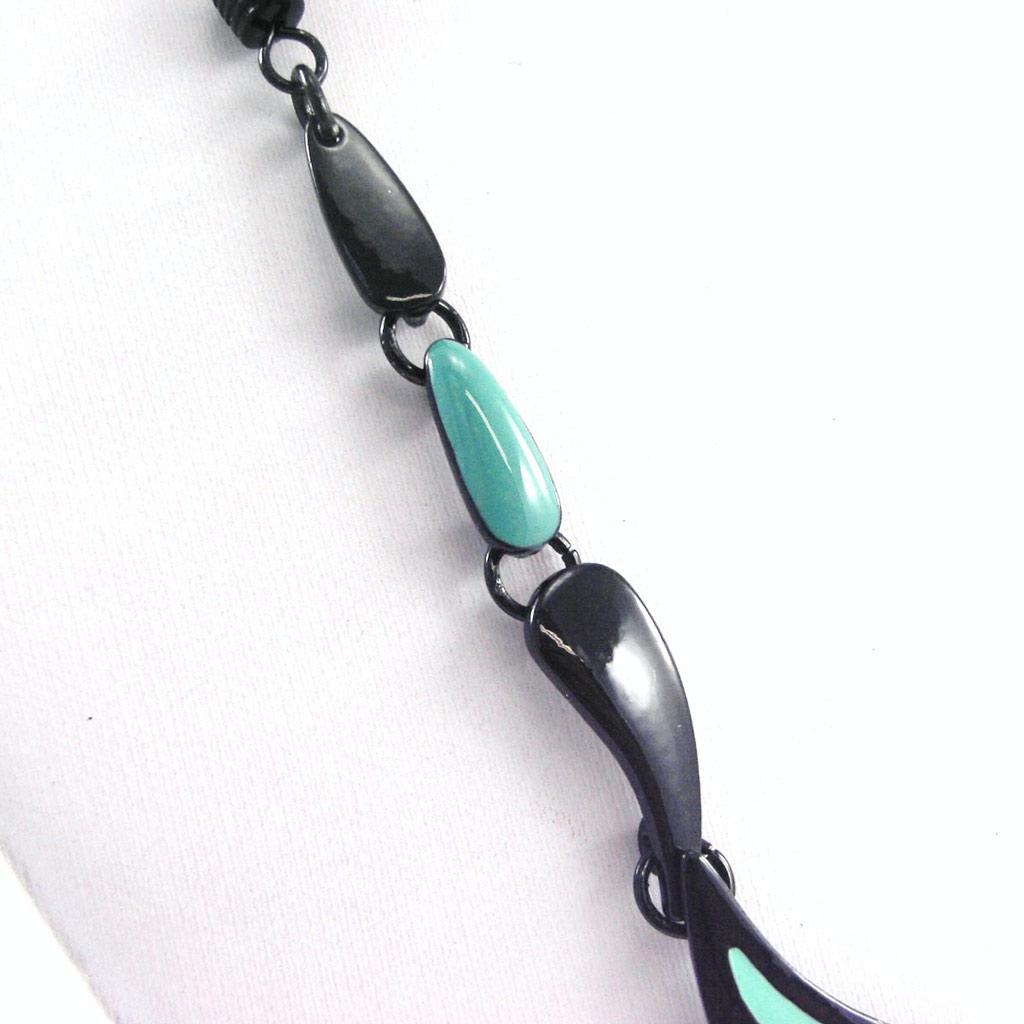 NOA [G5947] - Designer Necklace 'Harlequin' Green Black