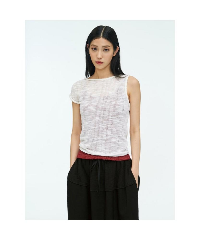 Anggae Wave Knit Top White