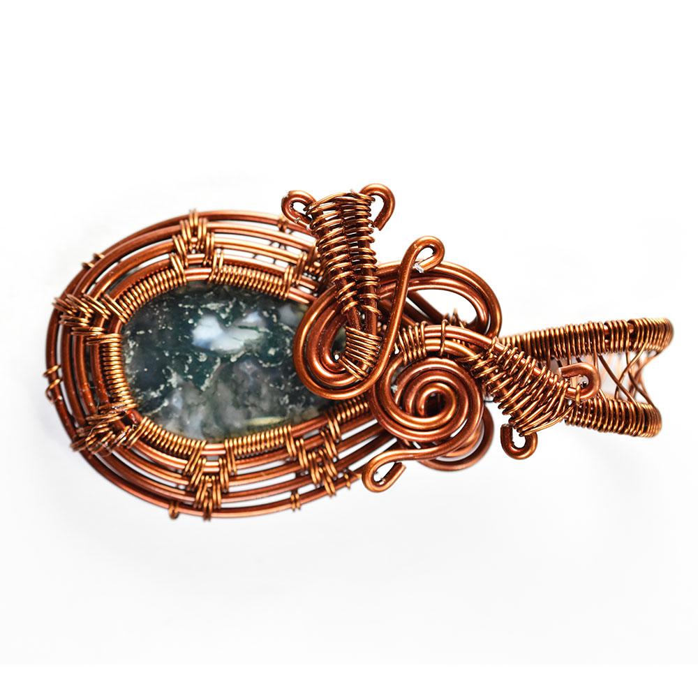 Quality 61.75 ct Natural Jasper Pear Cut Copper Wrapped Pendant Gemstone Jewelry Gift