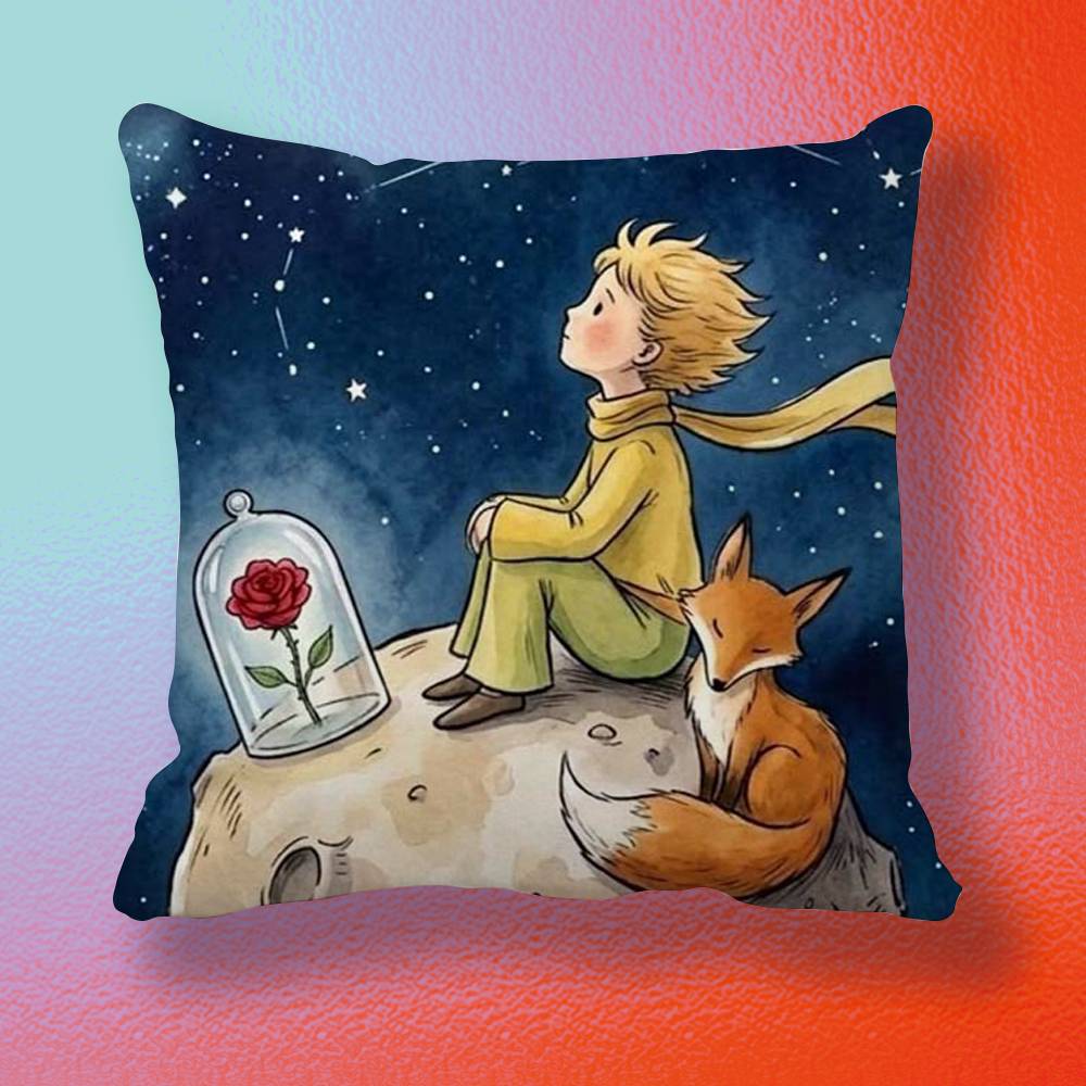 Klassische doppelseitig bedruckte Kissenhülle Der kleine Prinz Einfarbige minimalistische Kissenhülle passt zu allen Schlafzimmerstilen