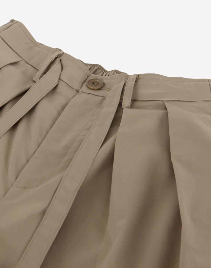Meleugo Women'S Soft Touch Two-Tuck Wide Belted Pants [Beige]