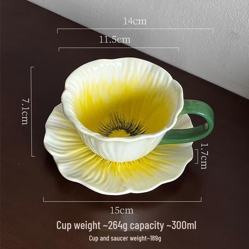 Shangqi Ceramic Flower Coffee Cup & Saucer Set