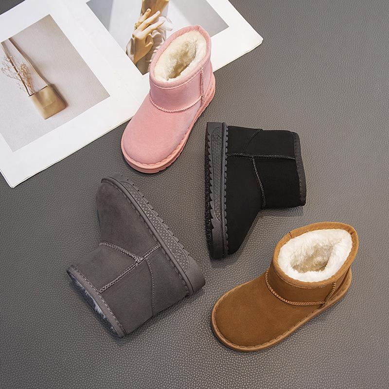 Dětské zimní sněhule 2025: Teplé, sametem podšité bavlněné boty pro dívky a chlapce, krátký styl