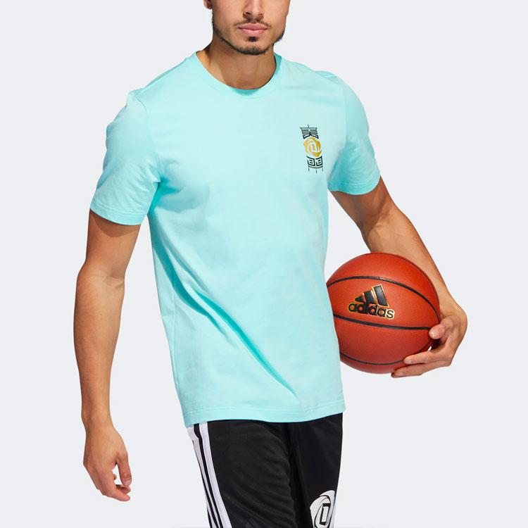 Adidas Rose 3 King Tee With Basketball Playbook Print Short Sleeve Sports T-Shirt Men Tops Blue HI1489