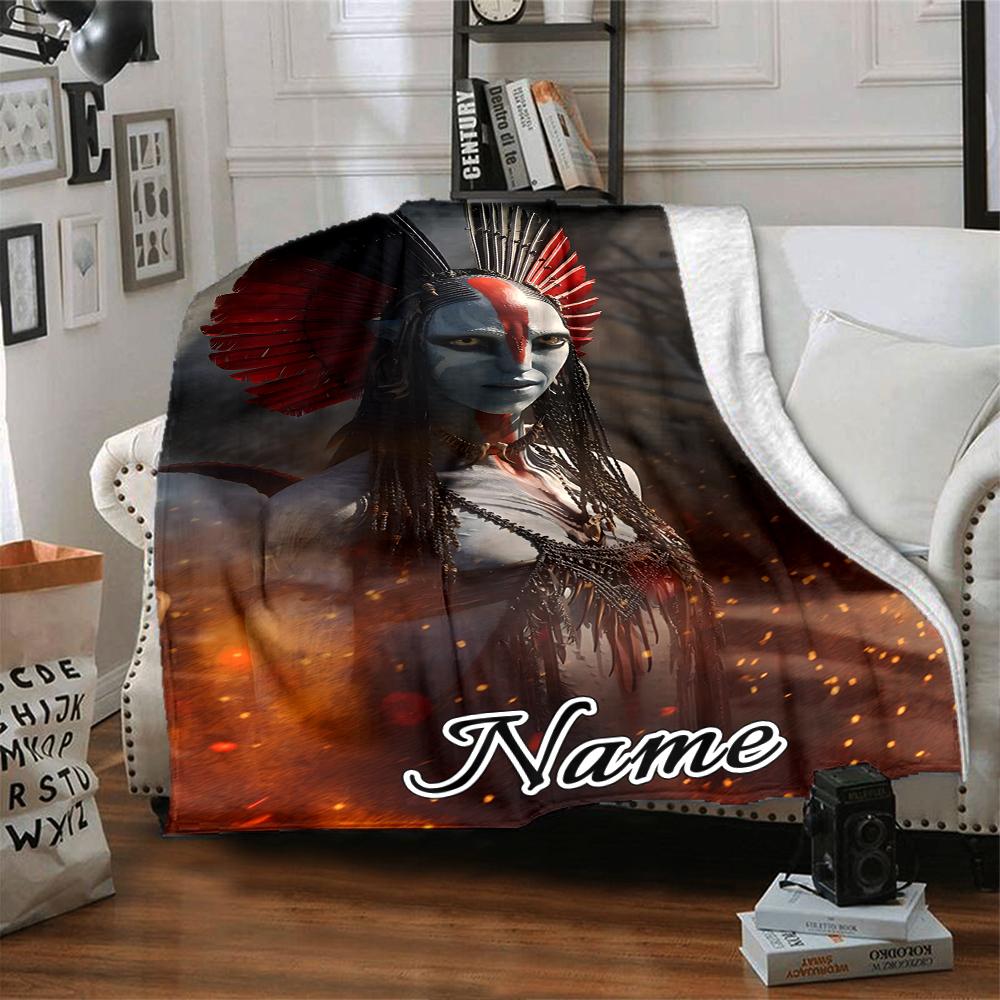 Custom Name Fiery Warrior'S Crown Party Blanket For Couch Bed Plush Cozy Fuzzy Blanket Super Soft Warm Blankets For Fall And Winter 0916281
