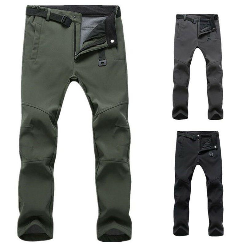 Winter Mens Thick Work Pants Windproof Tactical Outdoor Fleece Trousers Thermal