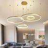 Modern Led Chandelier Home Lighting Brushed Rings Ceiling Mounted Chandelier Lighting Hanging Lamp Gold&Coffee Color