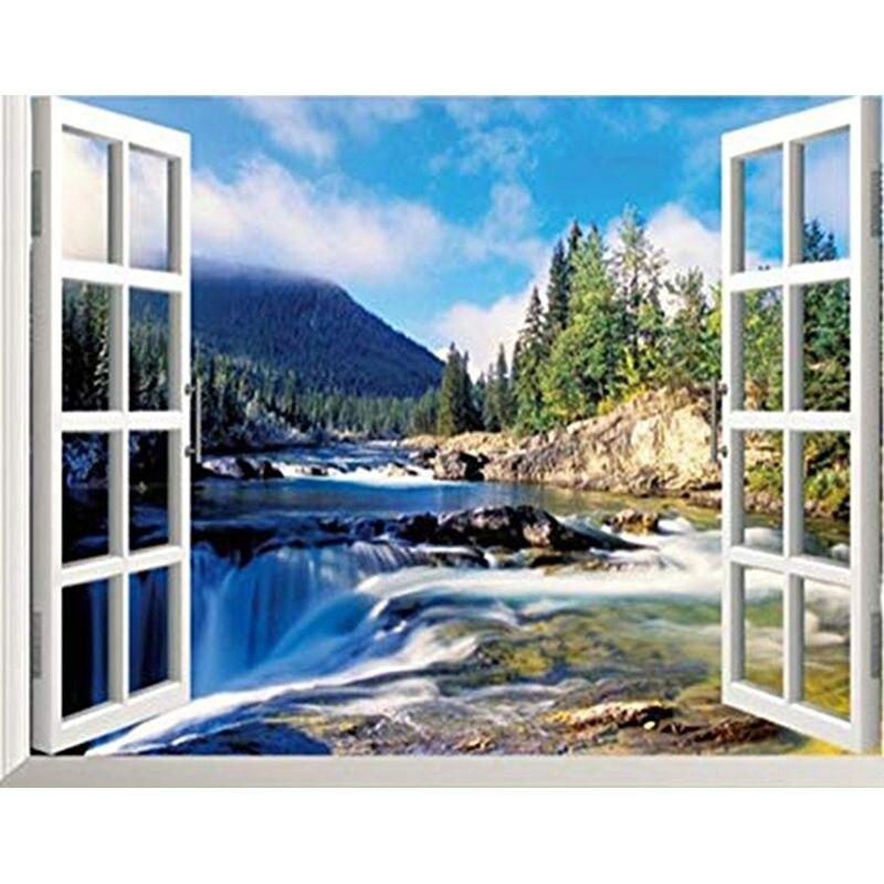 5d Diamond Painting Full Drill Round Window Scenery Rhinestones Diamond Embroidery Sale Mosaic Home Decor