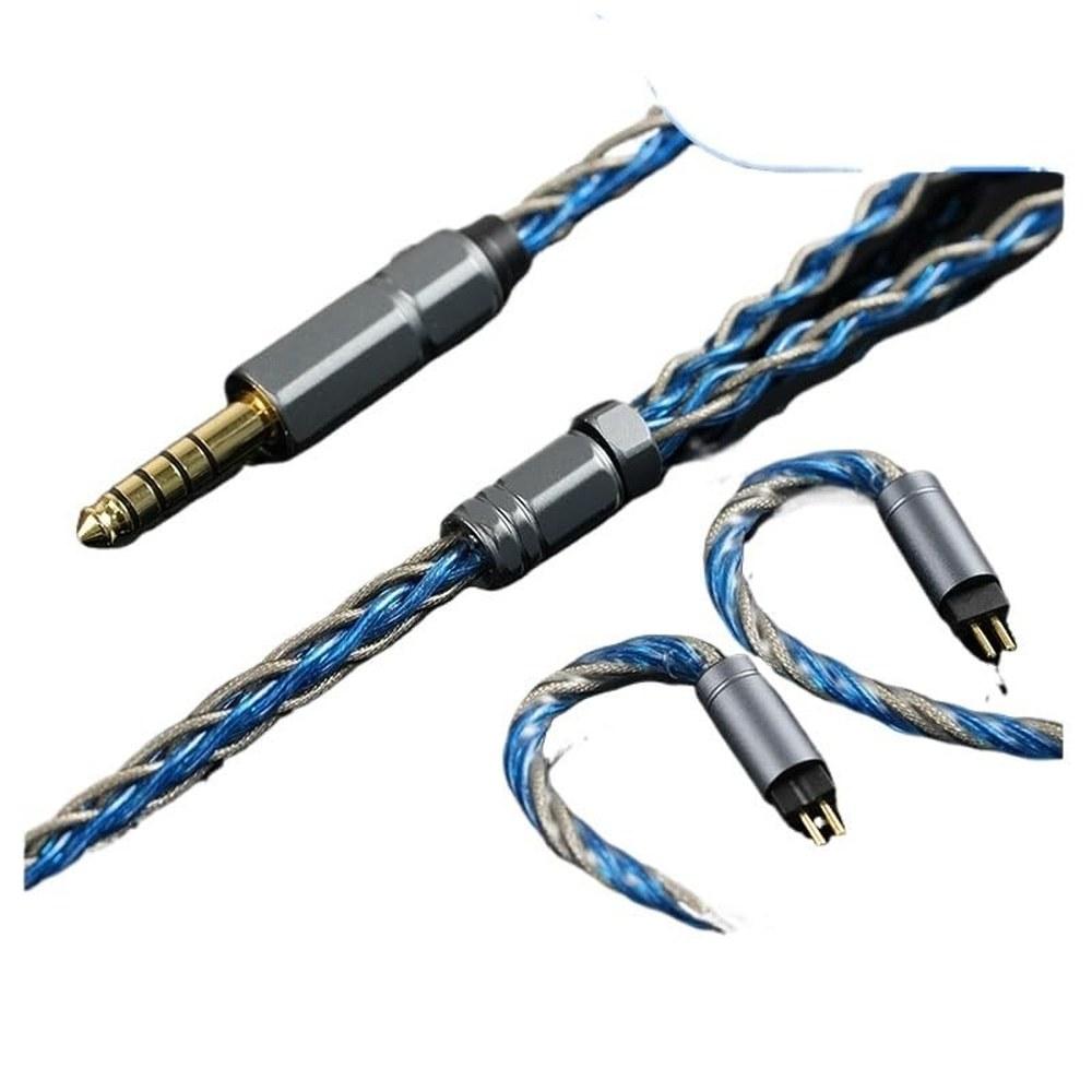 DWCGSG Blue Crystal Earphone Cable 99.99999% OCC Silver Foil 3.5mm 4.4mm 2-Pin 0.78mm MMCX QDC KZ-QDC IEM Wire