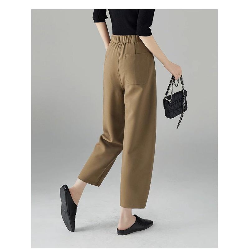 Jednobarevné banánové kalhoty Podzimní Nové Ležérní Univerzální Volné S kosou Kalhoty Vysoký Pas Devítibodové Harémové kalhoty Dámské