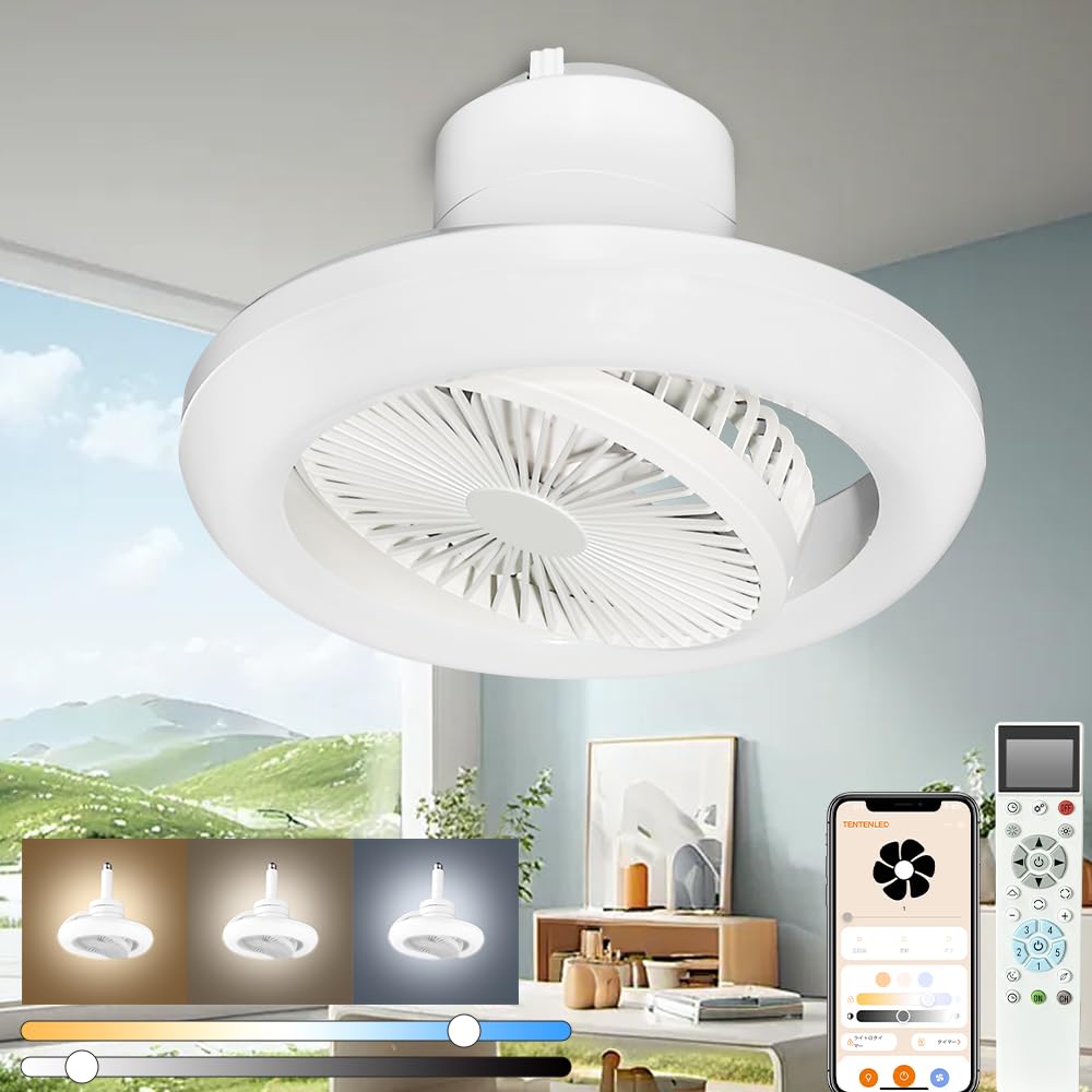 [Forward and Reverse Rotation, 2025 Enhanced Version] Smart Speaker Compatible, Remote Control Ceiling Fan Light, 20W, 4000lm, Oscillating, Nordic