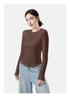 Women's Merino Wool Base Layer Top - Slim Fit, Round Neck, Embroidered, Thermal Fleece, Long Sleeve T-shirt for Autumn/Winter