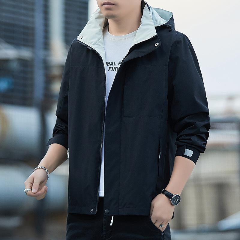 Herrenjacke, Frühling/Herbst, neuer Stil, elegante, lässige Kapuzen-Arbeitsjacke für Herren