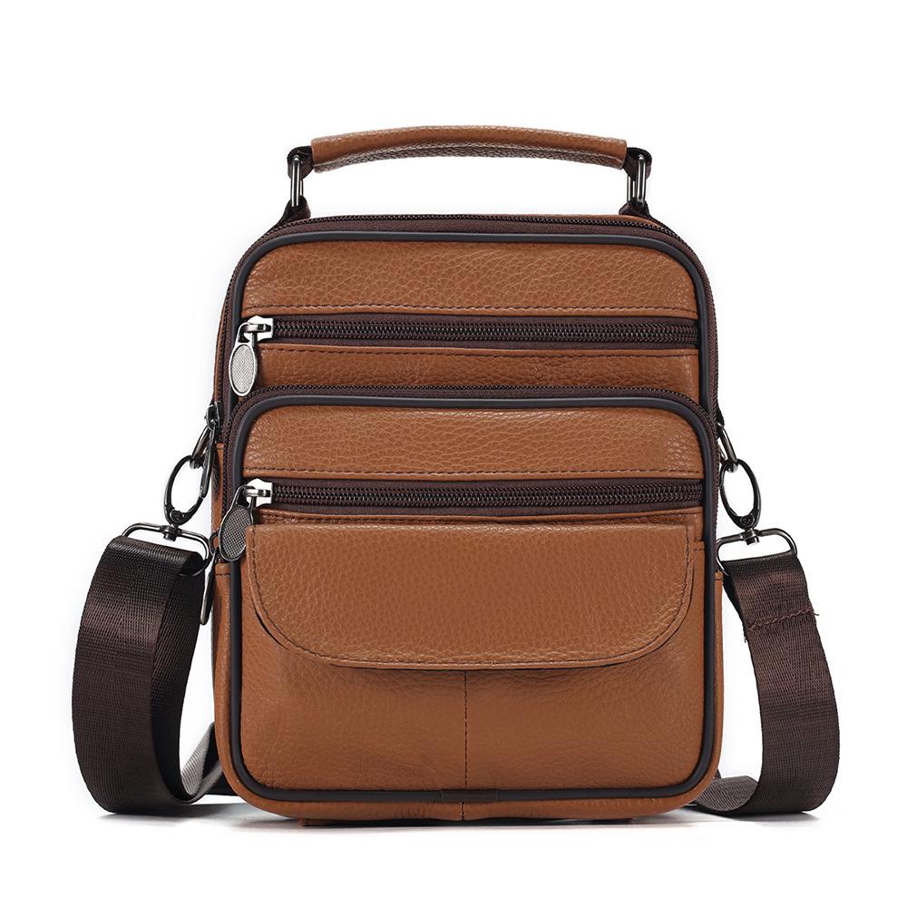 Casual Men's Genuine Leather Crossbody Shoulder Bag - Sporty, Trendy, Cowhide Backpack for Commuting