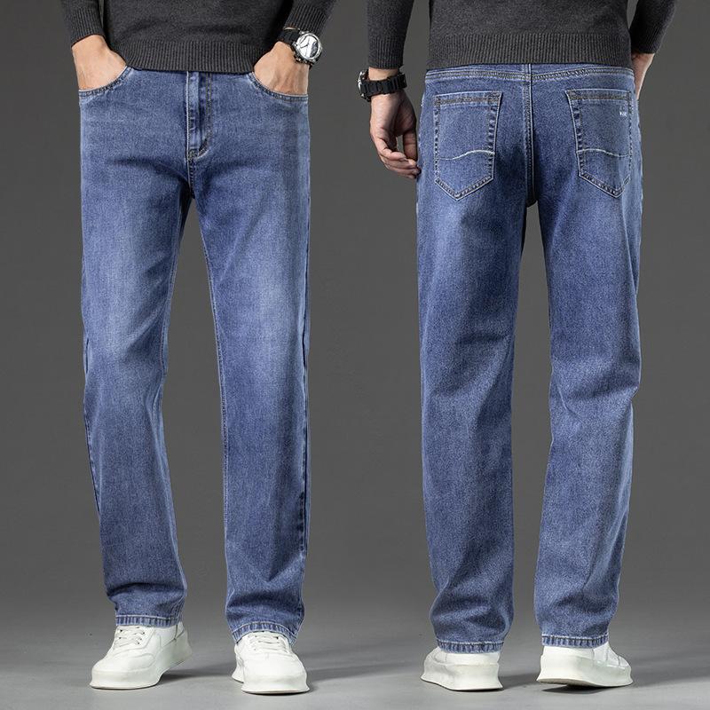 2024 Herbst/Winter Neue Große Gerade Röhre Lose Cowboy Herren Stretch Und Samt Dicke Warme Hose