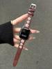 New Elegant Flower Leather Loop For Apple Watch Band Women 10/9/8/7/6/5 38mm 40mm 41mm 42mm 44mm 45mm 46mm 49mm Strap