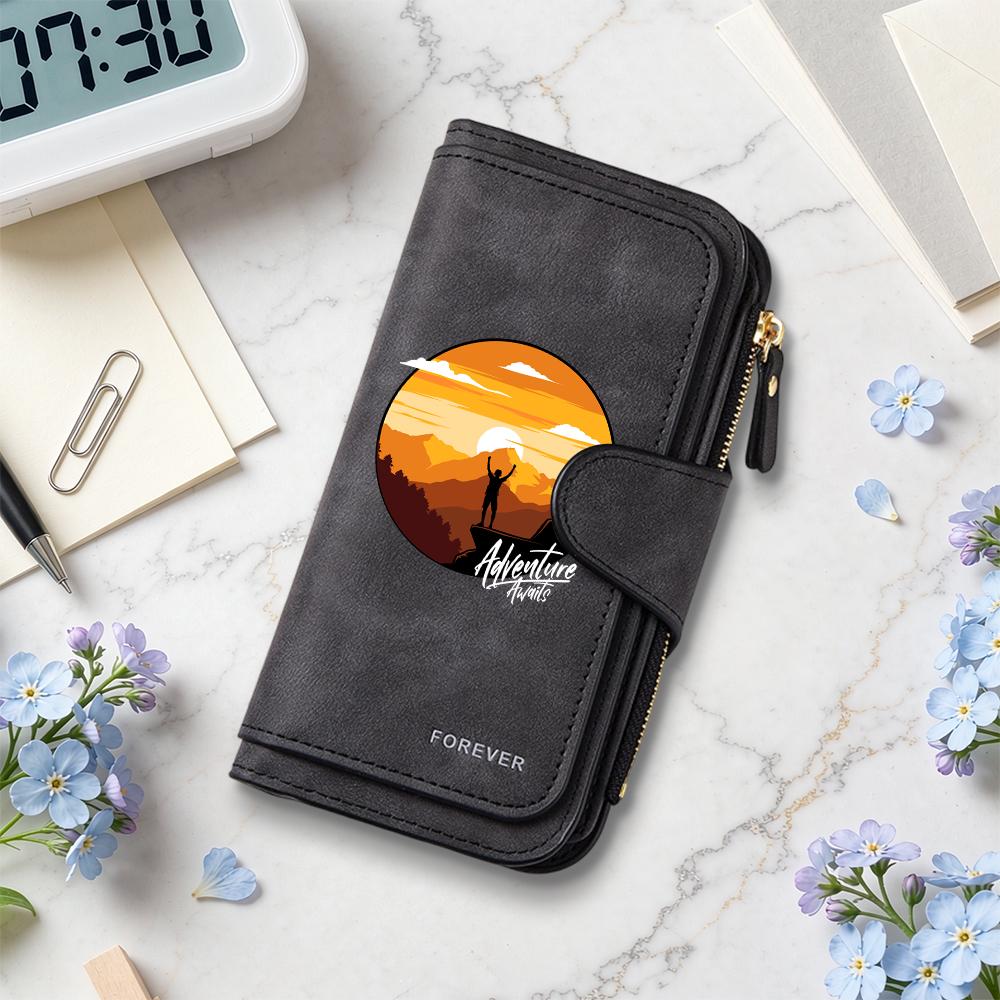 Adventure Awaits Pattern Portable Durable Fashion Long Wallet for Daily Use