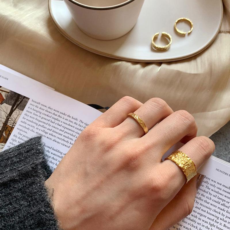 Inspired Fashionable Korean 925 Silver Ring With Unique Texture And Adjustable Size