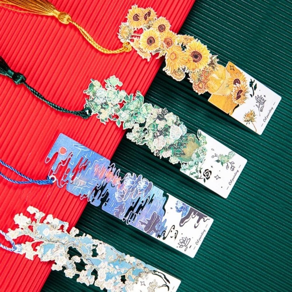 Painting Reading Book Clip Tassel Pendant Oil Painting Bookmarks Vintage Book Marking  Student Gift
