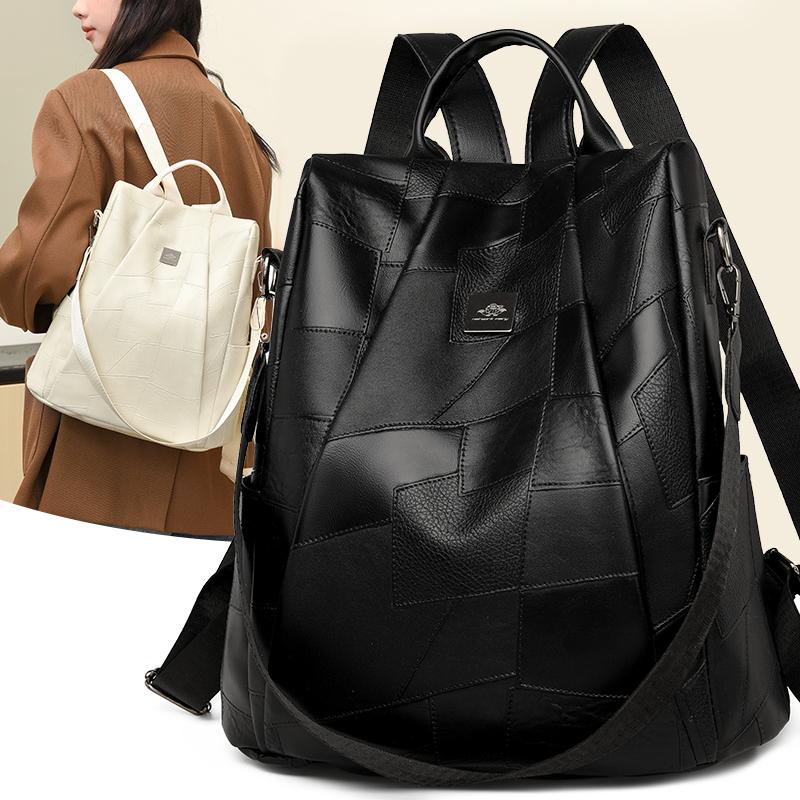 

Мягкий кожаный женский рюкзак, многофункциональная сумка через плечо коричневый