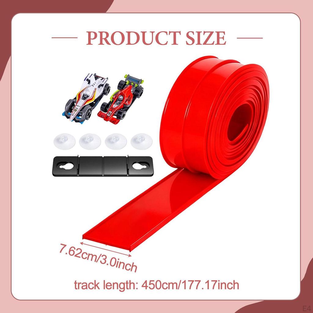 Race Car Ramp Track 15 Ft Gift Portable Multifunctional Flexible Strong Suction Cups with 2 Racecars
