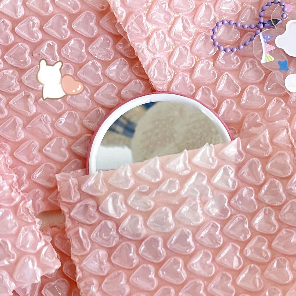Kleine Luftpolstertaschen PE Rosa Herzmuster Stoßfest Wasserdicht Luftpolsterungstaschen zum Verpacken Expressversand
