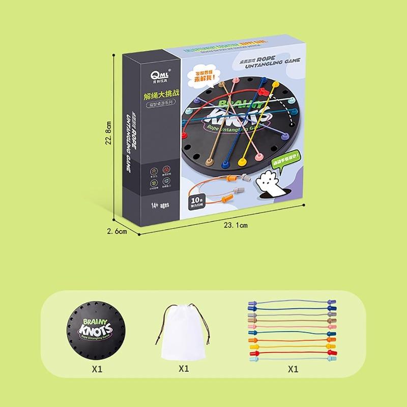 Brainy Knots Seilentwirrtisch, Logik-Puzzle-Brettspiel, 23 cm Durchmesser, Knoten-Seil-Brettspiel für Erwachsene Kinder