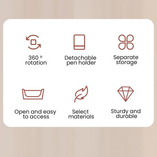 Pen Holder Removable 360-Degree Rotary Design Large Capacity Makeup Brush Container Spinning Pen Stand