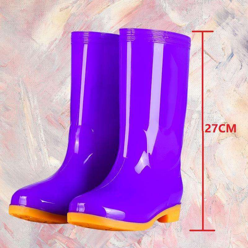 Hohe rutschfeste Samt-Baumwoll-Regenschuhe Regenstiefel wasserdichte Schuhe Eimer-Gummischuhe Überschuhe Wasserstiefel Damen Erwachsene Küche warm im Winter