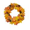 Artificial Wreath Garland Rattan Frame  Festival Pumpkin Maple Leaf  Fall Holiday Decoration