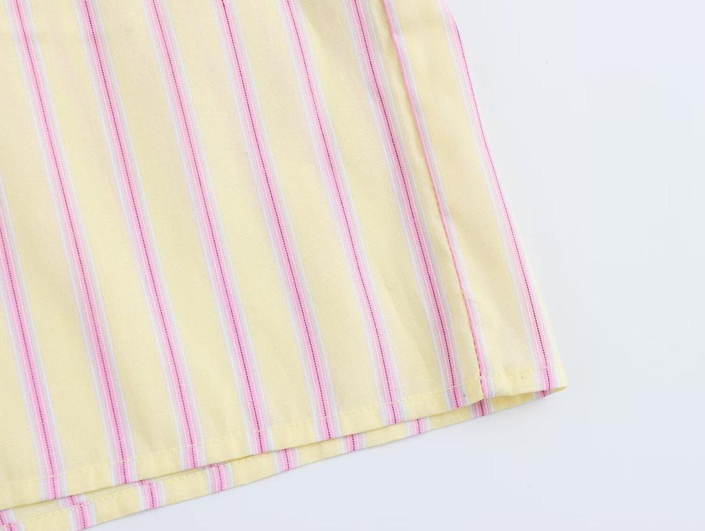 2025 Spring Women's Fashionable European & American Style Loose All-Cotton Striped Long-Sleeve Shirt